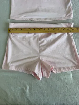 LA Glow Ribbed High-Waist Bike Shorts set in Pale Pink thumbnail 6