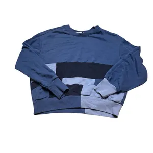 💙 JOY LAB Colorblock Sweatshirt 🔹 Blue Patchwork Crewneck XL Cozy‎ Fit 💙 thumbnail 2