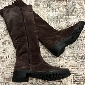 7 For All Mankind Over-the-Knee Suede Boots in Dark Brown thumbnail 1