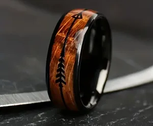 Men’s Luxury Collection Titanium Steel w/ Wood Grain Design 8mm Band Size 12 thumbnail 3