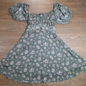 Altar'd State Dress Women S Sage Floral Puff Sleeve Mini Tie Back Cottagecore thumbnail 2