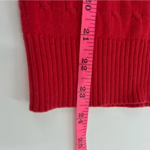 Polo Ralph Lauren Y2k‎ cable Red V-Neck Sweater embroidered initial sz S thumbnail 5