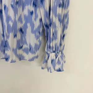 NINE WEST Blue and White Women's Long Sleeve Blouse Size Large thumbnail 3
