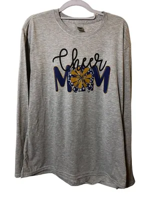Gildan shirt Womens L Long Sleeve Grey Cheer mom - flawed thumbnail 1