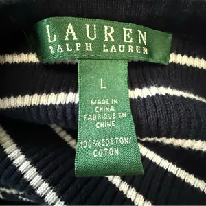 Ralph‎ Lauren Black and White Striped Sweater Top Size Large V-neck thumbnail 6