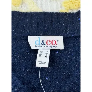 Denim & Co Navy Blue Sequin Shimmer‎ V-Neck Knit Sweater Womens M NWT A670650 thumbnail 6