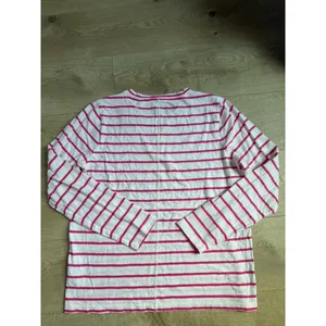 EUC J.Crew T-Shirt Scoop Neck Long Sleeve Girlfriend Tee striped pink white sz L thumbnail 3