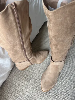 NWOT Luoika Women's Extra Wide Calf Cowboy Knee High Boots, Wide Width Cowgirl Slouchy Boots Chunky Pump size 11.5 thumbnail 6
