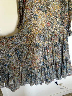 Free People Feeling Groovy Floral 70’s Style Boho Hippie‎ Maxi Dress Size XS thumbnail 6
