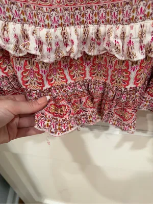 Women's Maxi Skirt in Pink and Cream Boho Print thumbnail 7