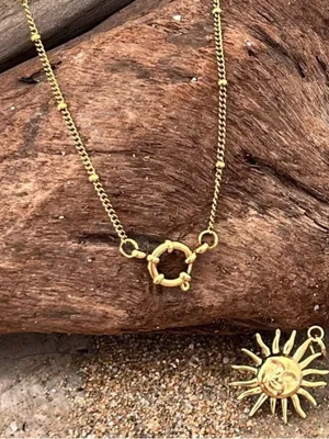18K gold plated stainless steel Charm Holder necklace Ball Womens Jewelry thumbnail 3