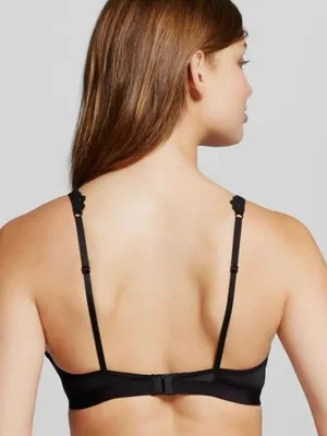 Xhilaration Black Deep Plunge Wire Free Lace Bralette Size Large thumbnail 2