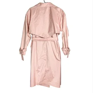 Vtg Saxton Hall Blush Pink Shimmer Trench Coat Jacket Sz 10 Belted Waist thumbnail 2