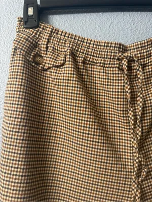 Anthropologie Maeve Classic Women's Houndstooth Wide-Leg Pants in Tan NWOT thumbnail 2