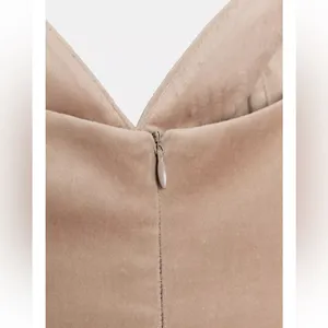 Zara NWT velvet spaghetti strap voluminous ruffle hem light pale pink mini dress thumbnail 11