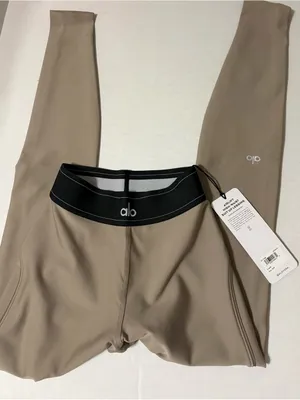 Alo XXS airlift high waist suit up legging gravel brown tan women’s black waist thumbnail 1