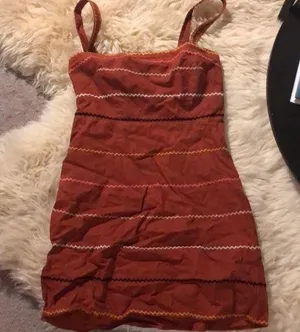 Forever 21 Burnt Orange Stripped Embroidered Dress thumbnail 1