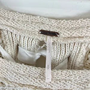 Free People | Lace Up Back Oversized Waffle Knit Sweater Ivory Small thumbnail 5