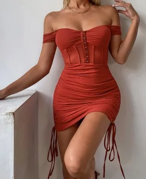 Terra cotta corset dress Red Size M thumbnail 1