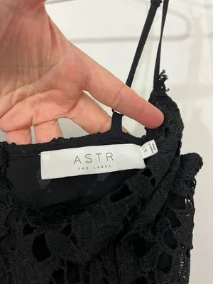 ASTR Small Black Eyelet Lace Cutout Midi Dress thumbnail 6