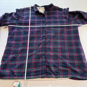 LL Bean Colorful Plaid Sherpa Fleece Lined Flannel Shirt Jacket Shacket Size XL thumbnail 7
