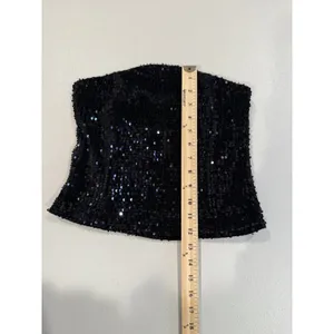 Renvy Sequin Tube Top Womens Small Black Y2K Lined Stretch Whimsigoth Concert thumbnail 4