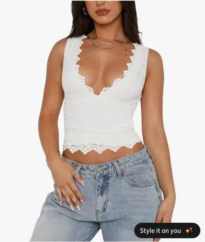 Amazon Double Lined Lace Cropped Tank Top thumbnail 1