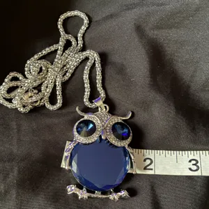 Elegant Blue Owl Pendant Necklace thumbnail 3