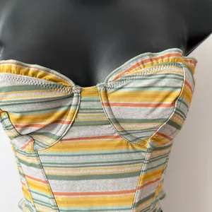 Out From‎ Under sz S Urban Outfitters Striped Bustier Corset Top Yellow Boho thumbnail 3