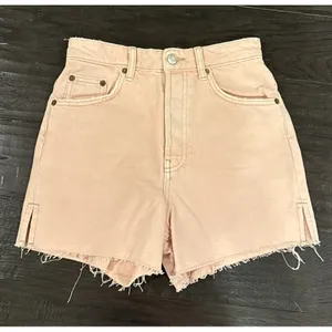 Zara Womens Size 4 Pink Mid‎ Rise Button Fly Denim Jean Shorts Boho Festival thumbnail 1