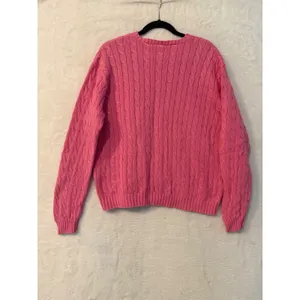 Ralph Lauren Sport Cable Knit Sweater Womens XL Pink Cotton Crew Neck Pullover thumbnail 7
