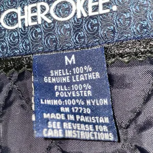 CHEROKEE leather zip up long sleeve 2 pockets derby jacket coat black size M thumbnail 6
