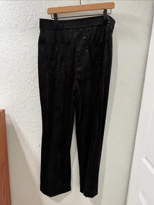HALARA Black High Waisted Pockets Straight Leg Velvet Casual Pants Size XL thumbnail 4