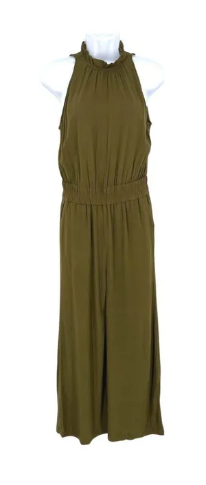 Chelsea28 Olive Green Sleeveless Halter Neck Jumpsuit Size Small Minimalist Boho thumbnail 1