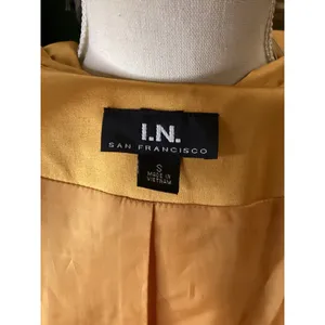 L.N. San Francisco Mustard Gold Satin Fit and Flare Pleated Jacket Size S thumbnail 5