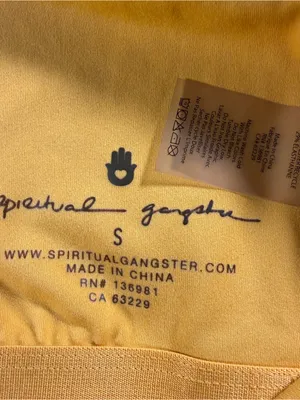 Spiritual Gangster Sports Bra Crop Top Mustard Yellow Size Small thumbnail 2