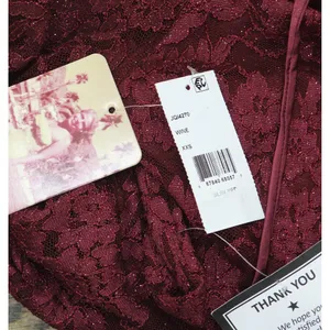 NWT Emerald Sundae Glitter Lace Bodycon Open Back Mini Dress Dark Red 2XS thumbnail 6