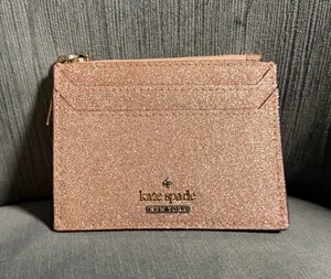 kate spade Rose Gold Glitter Cardholder Wallet thumbnail 1