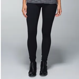 Lululemon Leggings Womens 8 Wunder Under Shine Dot Roll Down Limited Edition Blk thumbnail 2