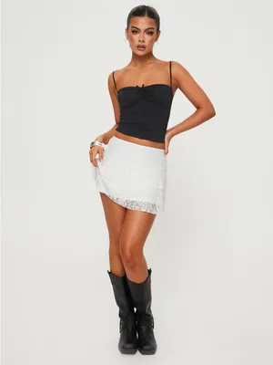 Princess Polly Black Vihaan Crop Top Size 2 Bow Detail Sweetheart Neckline NWT thumbnail 4