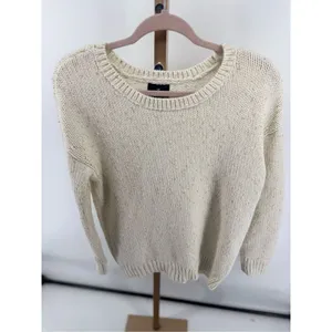 American Eagle Vintage Boyfriend Crewneck Sweater Size M Cream Metallic thumbnail 8