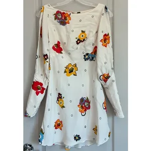 Free People Heart of Gold‎ Cream Floral Cold Shoulder Mini Dress Size 0 OB802996 thumbnail 7