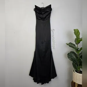 Moda Glam Delphine Strapless Mermaid Gown Black thumbnail 5