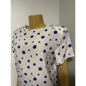 Penbrooke Lane Vintage Purple Polka Dot Short Sleeve Blouse White Size M 12/14 thumbnail 2