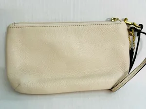 Coach Park Leather Beige Wristlet Clutch with Gold Accents F49472 thumbnail 3