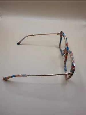 Vooglam Colorful Square Frame Fashion Glasses - Blue & Brown, No prescription thumbnail 4