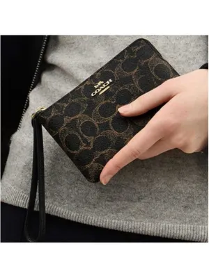 NEW Coach Corner Zip Wristlet in Loved Canvas NWT | Signature Coated Canvas CEF7 thumbnail 5