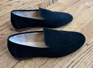 Quince Black Suede Penny Loafers thumbnail 1