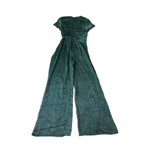 NWT Lulus Size Medium Let Me Entertain You Dark Green Satin‎ Wide-Leg Jumpsuit thumbnail 4