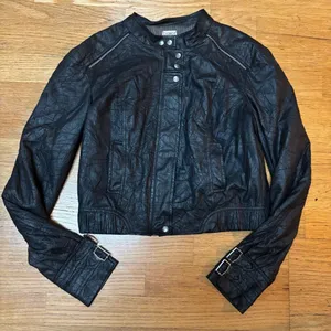 Georgie Black Faux Leather Zippers Grunge Emo Whimsigoth Motorcycle Jacket 6 thumbnail 1